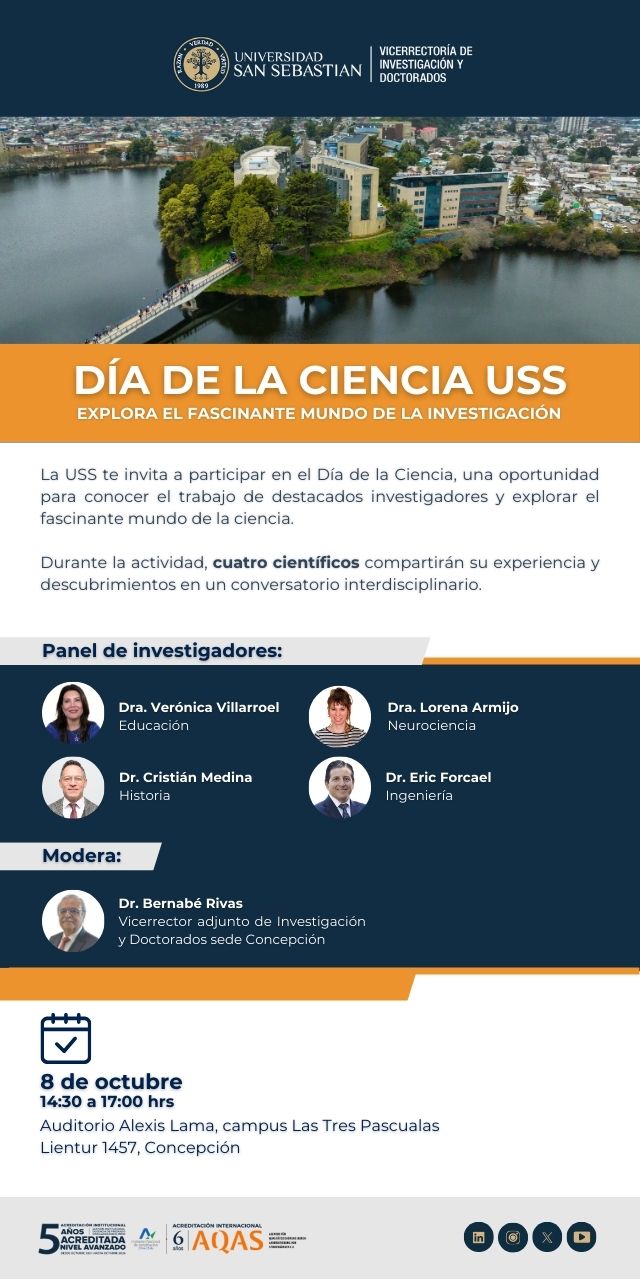 Afiche día de la ciencia en la sede Concepción con el detalle de los expositores 