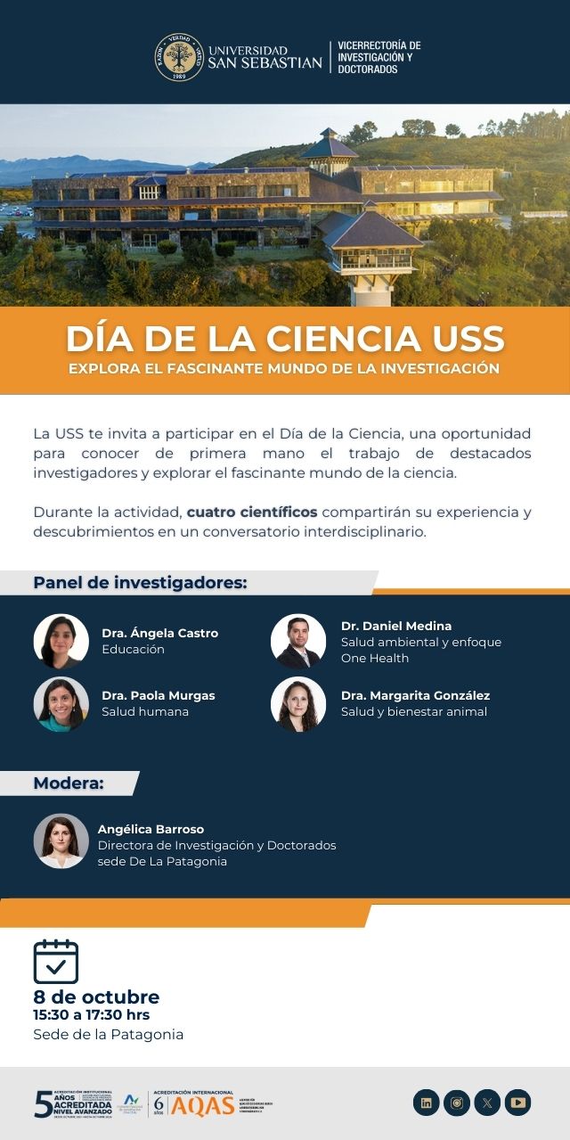 Afiche día de la ciencia en la sede Patagonia con el detalle de los expositores