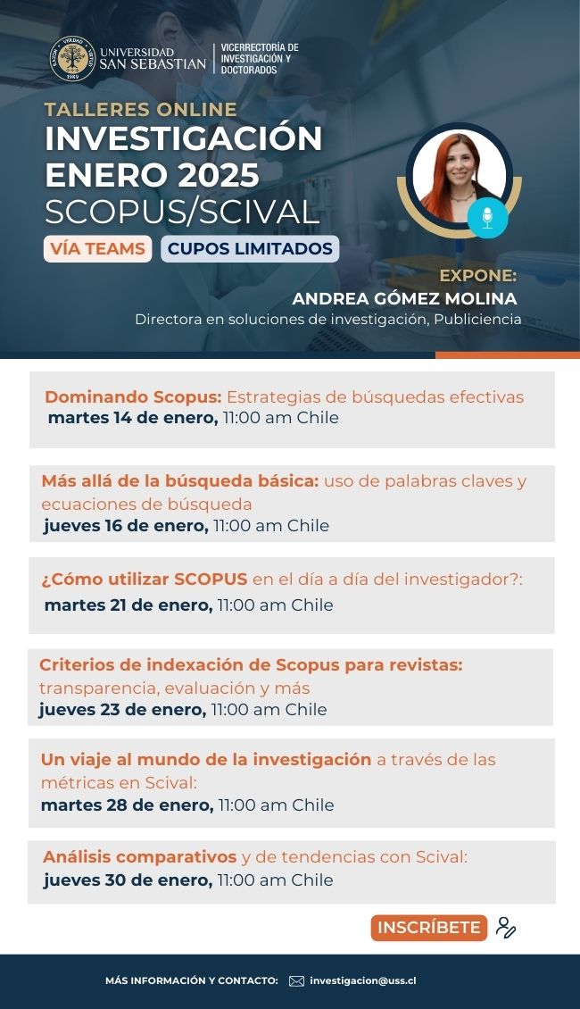 afiche del taller online Scopus Scival que realizará la VRID en enero 2025